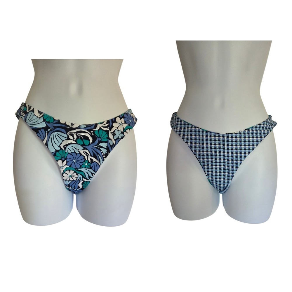 Roxy Reversible Floral/Geo Bikini Swimsuit Bottoms Low-Rise S NWOT